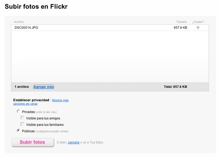 Nuevo sistema de subidas de imágenes a través de la web en Flickr