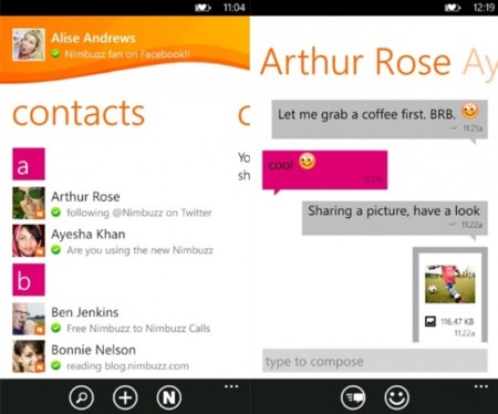 Nimbuzz Messenger llega al Marketplace de Windows Phone