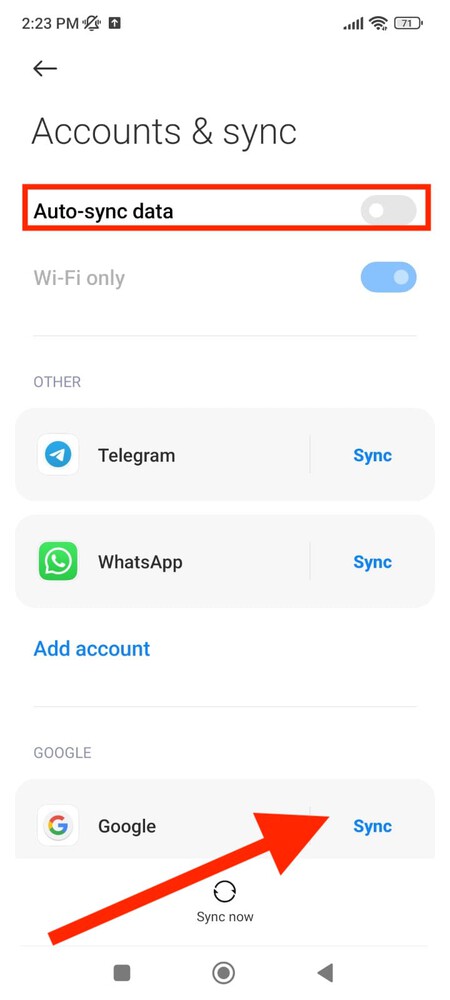 Contacts Google Settings Accounts Sync