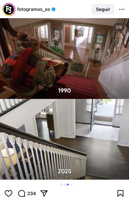 Montaje de la escalera de 'Solo en casa' y la nueva casa reformada. / @fotogramas_es