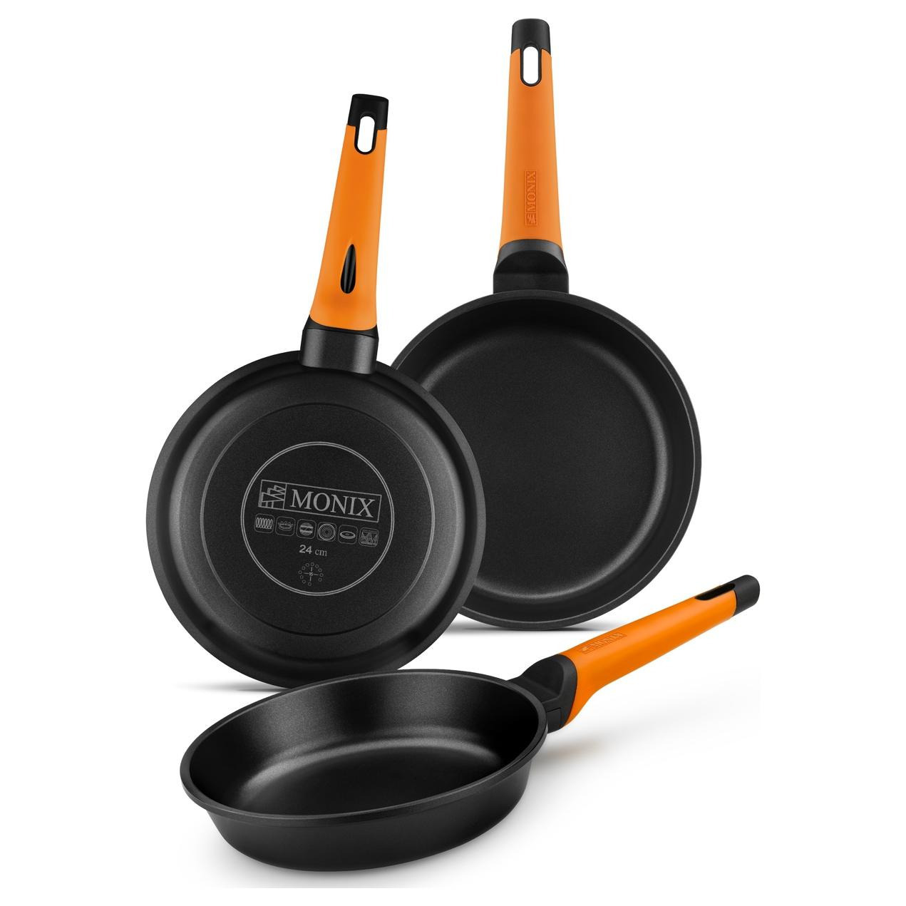 Set 3 Sartenes Aluminio Fundido MONIX Magma 18-22-26 cm