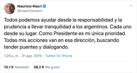 Tweet Mauricio Macri
