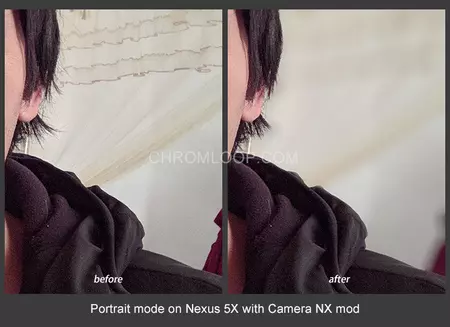 Camera Nx Mod を使用した Nexus 5x のポートレート モード