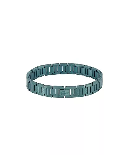 Lacoste Pulsera de Eslabones para Hombre Colección METROPOLE en Acero Inoxidable con Acabado Verde - 2040420
