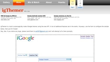 igThemer, el primer editor de temas basado en iGoogle Themes API