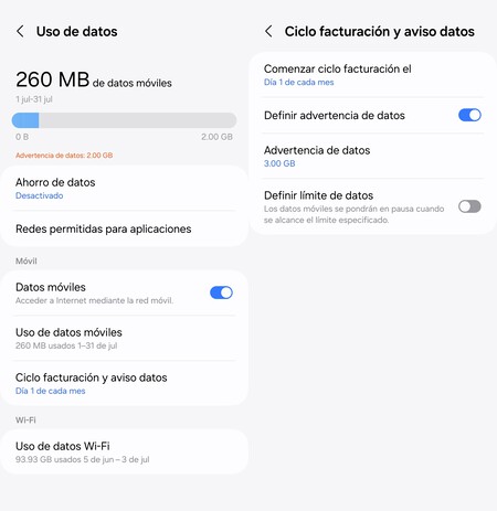 Samsung Advertencia Datos