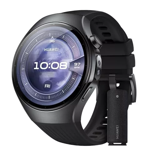 HUAWEI Watch 5, 46mm Smartwatch, + Sound Joy 2 Negro, Multi-Sensor Revolucionario X-Tap, SpO2 con la Yema del Dedo, Health Glance, ECG, HRV, eSIM, Android & iOS