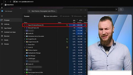 O Opera com seis abas abertas consome impressionantes 1,8 GB de RAM.