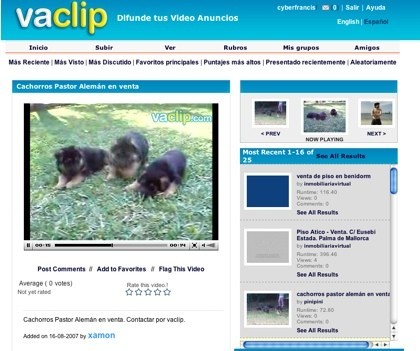 Vaclip, anuncios clasificados en vídeo