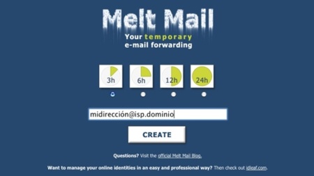 Melt Mail, direcciones de correo electrónico desechables de hasta 24 horas
