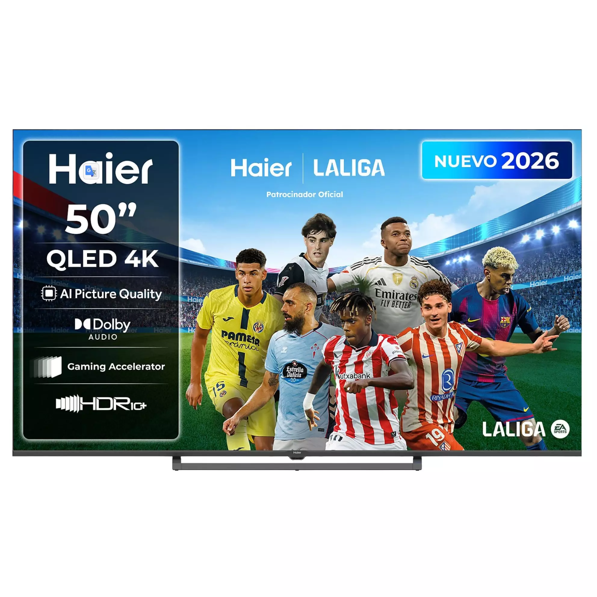 TV QLED 50" - Haier S80G Series H50S80GUX, QLED 4K HDR10, Google TV, AI Picture Quality, Gaming 120Hz, Negro
