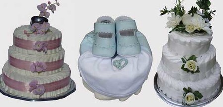 Originales tartas de pañales para regalar a un recién nacido