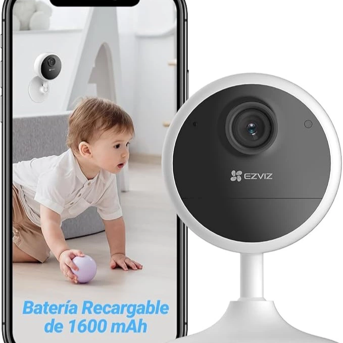 EZVIZ Camara Vigilancia WiFi Interior con Bateria de 40 Dias 1080P Camara IP de Seguridad, Deteccion de Persona Humana, Audio Bidireccional, Soporta Tarjeta hasta 512GB,Compatible con Alexa,CB1