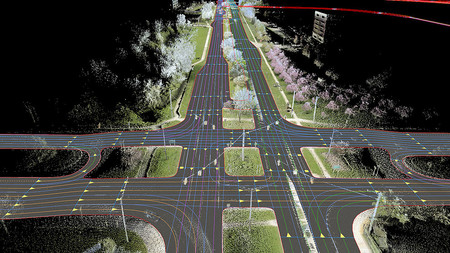 Los mapas generados con un Lidar no sólo tienen información de la carretera sino de su entorno más inmediato.