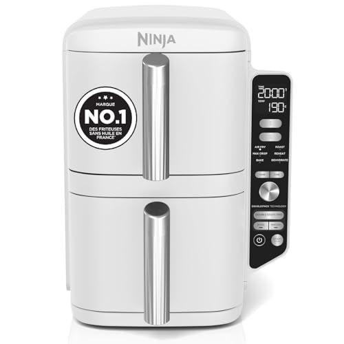 Ninja Double Stack XL, Freidora de Aire de Doble Cajón, 9,5L, Blanco