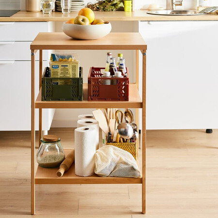 Carrito Con Ruedas Para Cocina En Madera