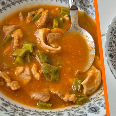 Hice este guisado de bistec con nopales en salsa roja y a todos les encantó, es económico y rendidor