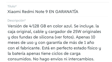 Ejemplo Venta Wallapop