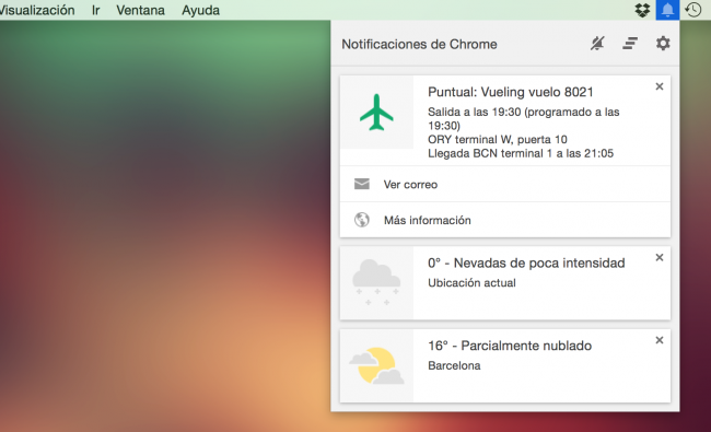 Notificaciones Chrome Google