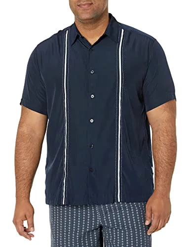 Cubavera - Camisa de Manga Corta para Hombre, diseño con Costura en Contraste 