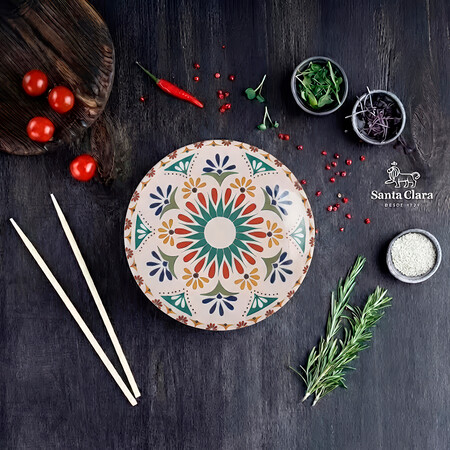 Vajilla 12 Piezas Redondas De Gres Decoradas Coimbra Santa Clara