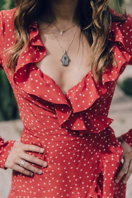 Realisation Par Dress Star Print Red Dress Outfit Catonier Hat Lack Of Color Black Sandals Topshop Barcelona Collage Vintage Mossen Gardens 116 1400x2100