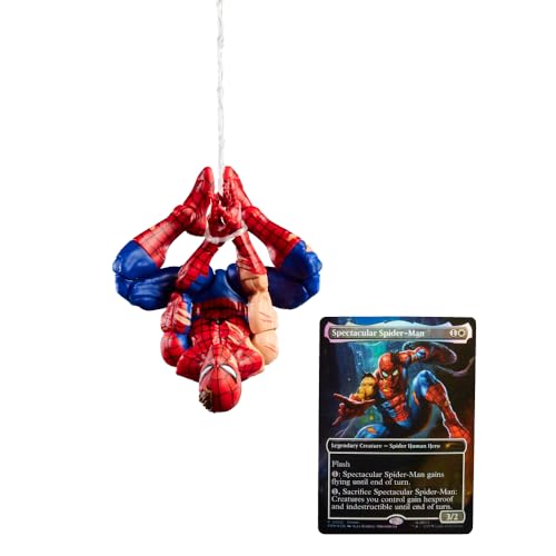 MARVEL Legends Series, Magic: The Gathering, Hombre Araña con daños de Batalla, Figura de 15 cm con Carta Exclusiva Metalizada de colección