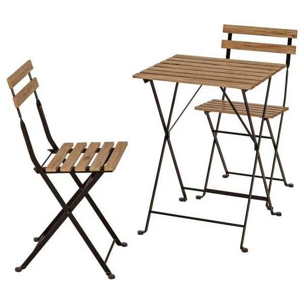 TÄRNÖ Mesa con 2 sillas de exterior, negro/tinte marrón claro