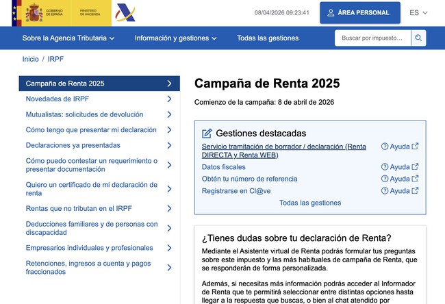 Borrador de la Renta 2025: cómo entrar y presentar online tu ...