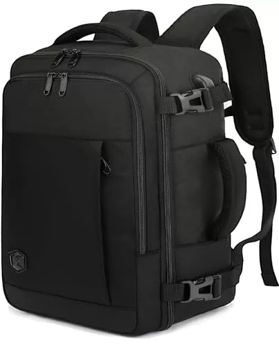 VANKEV Mochila Viaje Cabina Avion 40x20x25 para Ryanair 20L Equipaje de Mano Bolso de Viaje Mujer Hombre para Portatil de 14 Pulgadas de Escuela Trabajo,negro