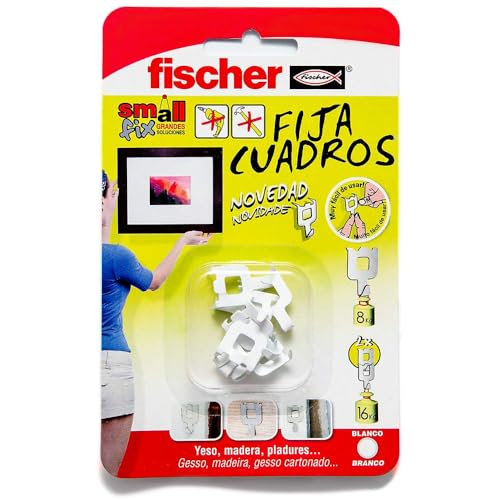 fischer - Fija cuadros para colgar cuadros sin agujeros, Blanco, 8 Unidades ( Paquete de 1)