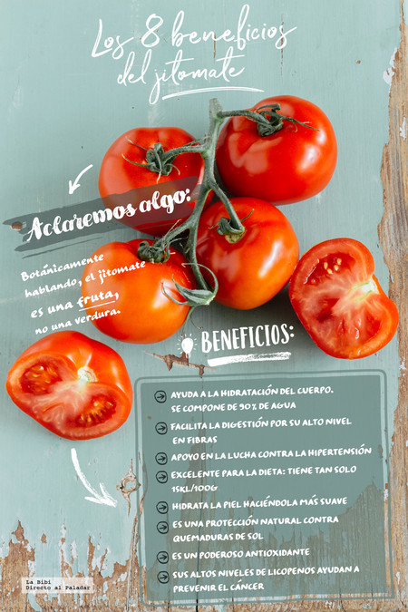 Los 8 beneficios del jitomate. Infografía