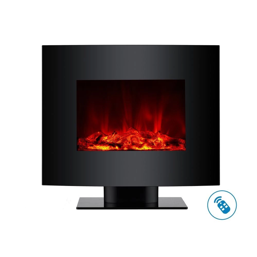 Chimenea Eléctrica Con Pie Y Frontal Curvado Color Negro Che-340
