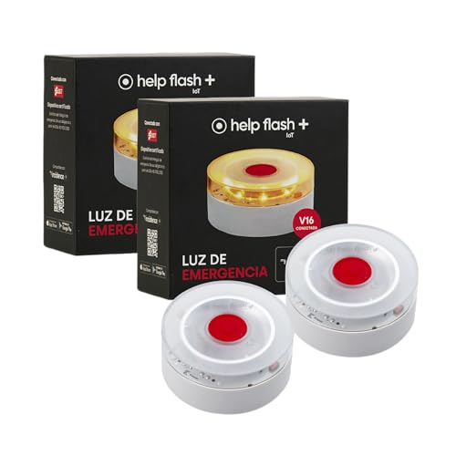 help flash IoT+ Luz de Emergencia V16 Homologada con Geolocalización Pack 2 uds, Exigible en 2026, Conectada con DGT 3.0, Señal V-16, Aviso Ubicación, Plan de Datos Incluido, Mayor Visibilidad