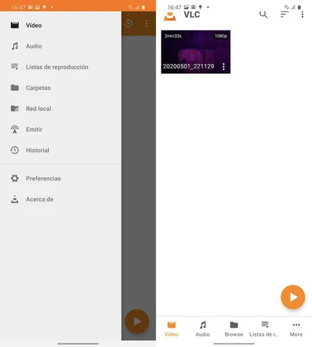 左側は古い VLC メニューです。右が新品。