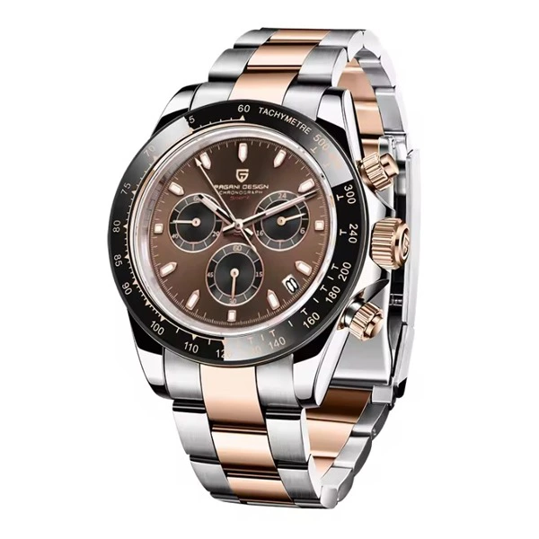 PAGANI DESIGN-reloj analógico de cuarzo para hombre, accesorio de pulsera resistente al agua con cronógrafo, complemento masculino deportivo de marca de lujo con diseño de Chocolate, nuevo, 2024