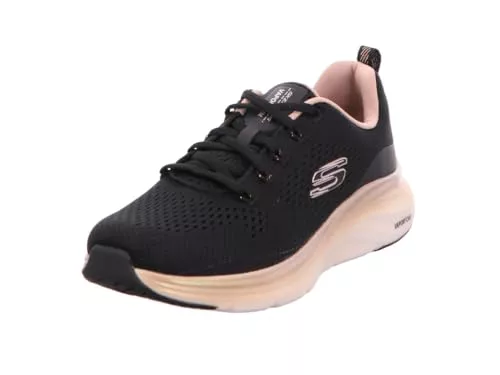 Skechers Espuma de Vapor, Zapatillas de Deporte Mujer, Malla Negra con Ribete de Oro Rosa, 35.5 EU