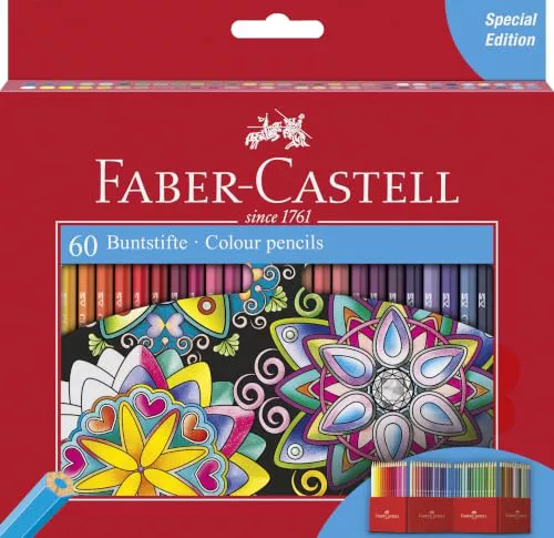 FABER-CASTELL - Set de lápices de colores Castle, 60 lápices hexagonales