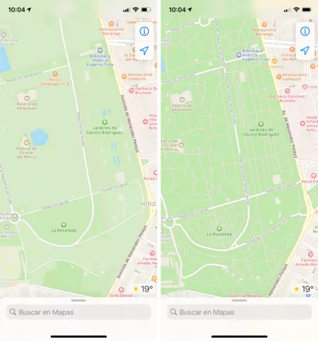 左側が新しい Apple マップ。