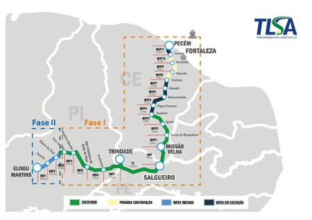 Mapa ferrovia Transnordestina