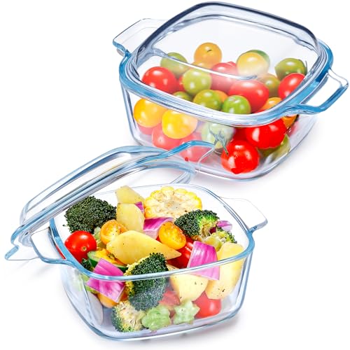 NUTRIUPS Cazuela cuadrada de cristal con tapa