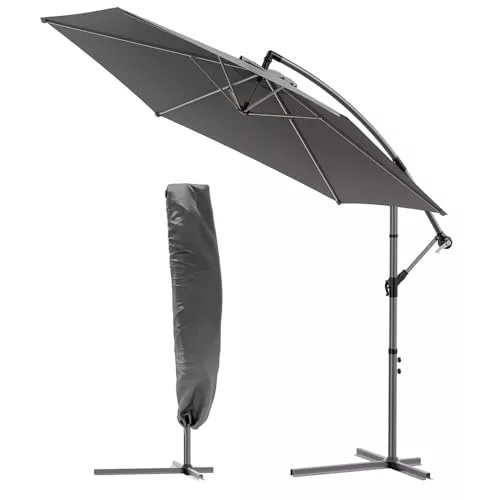 VOUNOT® 300 cm Parasol Excentrico con Manivela y Funda Protectora