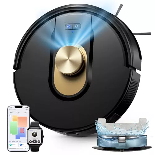 Vexilar W9 Robot Aspirador y Fregasuelos 8000Pa, Robot Aspirador con Navegación Láser