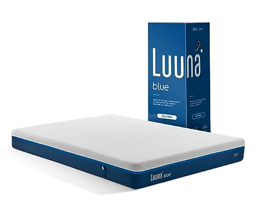Luuna Colchón Blue Individual, Espumas certificadas, Hecho en México, 3 Capas de Espuma, Memory Foam, Durabilidad, Colchón en Caja