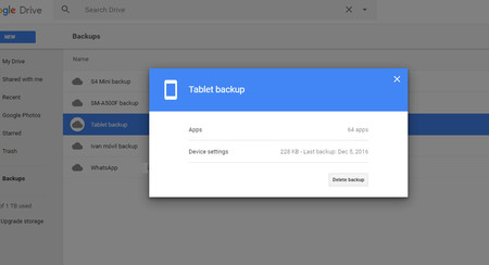 Google Drive te muestra el tamaño de tus copias de seguridad de Android y te permite borrarlas