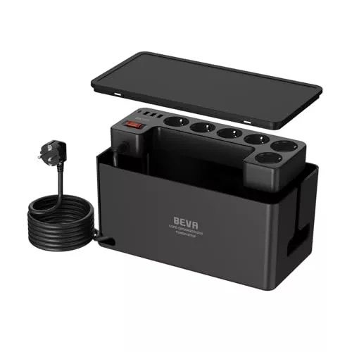 Regleta Enchufe con Caja Organizadora de Cables, BEVA Caja para Cables