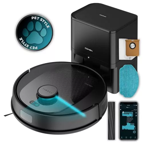 Cecotec Robot Aspirador y Friegasuelos con Base de Autovaciado y Navegación Láser Conga 7690 Immortal MAX Home