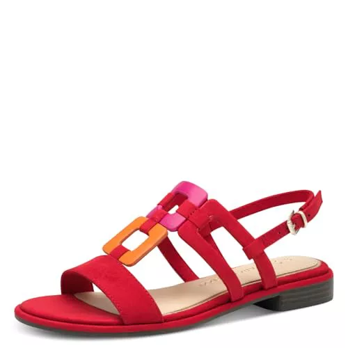 MARCO TOZZI Sandalias Planas con Cierre de Verano para Mujer, Red Comb, 38 EU