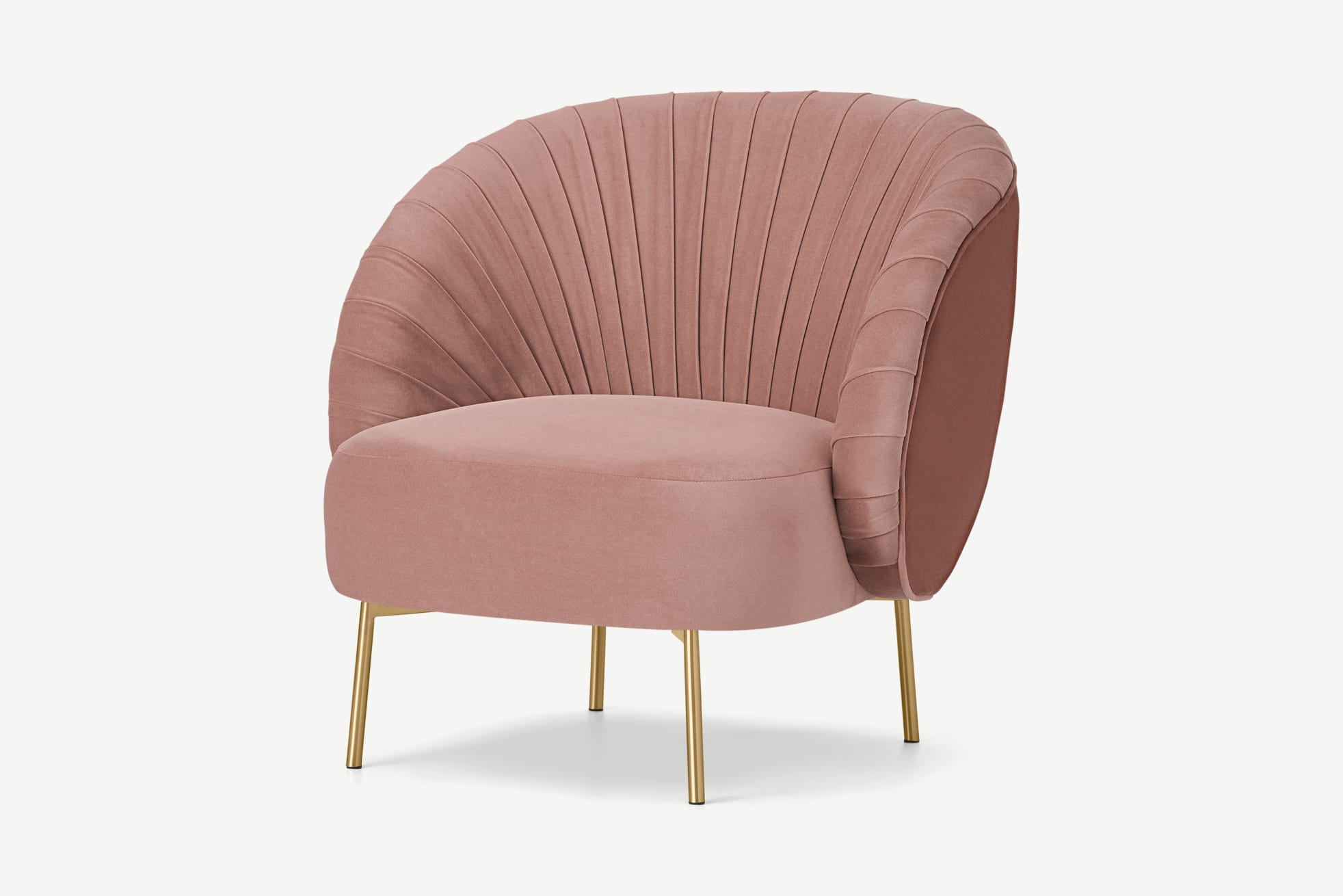 Sillón Ilana, terciopelo rosa vintage con patas de latón