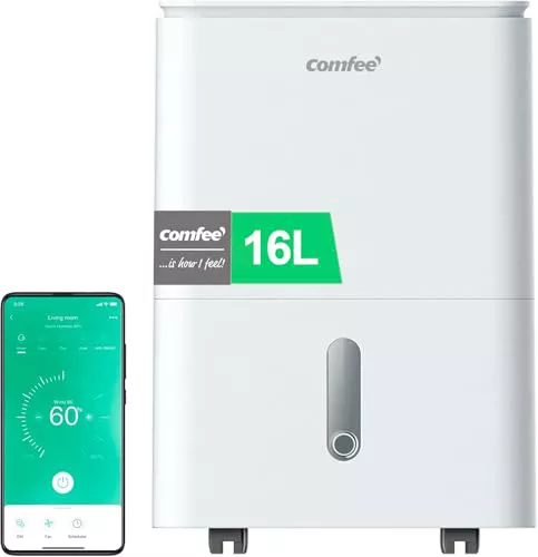 COMFEE' Deshumidificador de Humedad 16L Silencioso | WiFi/App, Modo Secado de Ropa